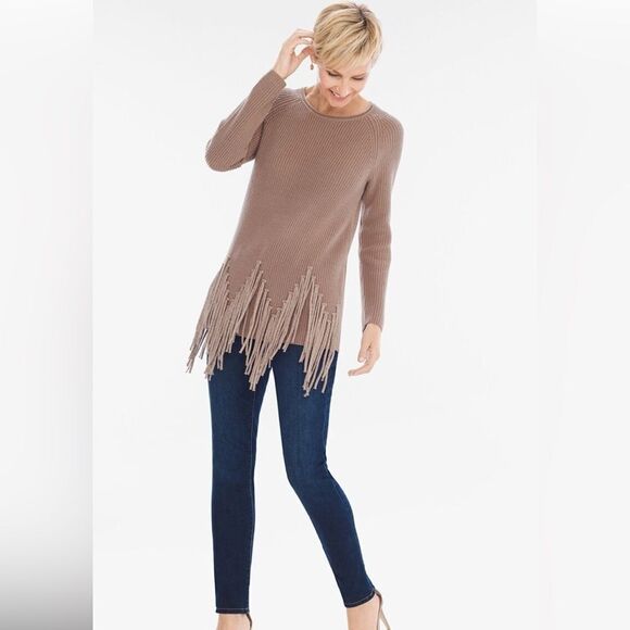 Chico’s Drama Fringe Pullover Size 0 - Picture 3 of 10